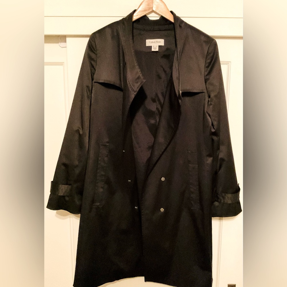 Calvin Klein Black Sheen Trench Coat